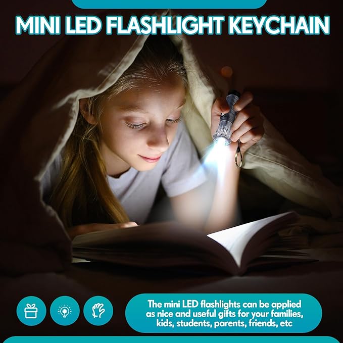 Jexine 100 Pcs Mini Flashlight Keychain Bulk Assorted Colors Torch Keyring Flashlights LED Small Keychain Light Hiking Camping Christmas Party Favors (Black)