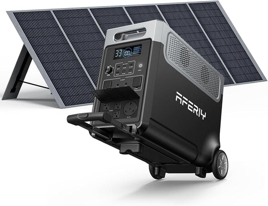 AFERIY Solar Generator 3840Wh Portable Power Station with 400W Solar Panel,LEP Battery,AC Output with 120V,3600W Solar Generator for Home Backup,Outdoor Camping,Camping, RV,Emergencies