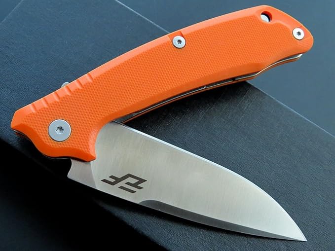 Eafengrow EF223 Folding Knife D2 Blade with G10 Handle Multi EDC Pocket Knife for Outdoor Camping Hiking Survival (orange)
