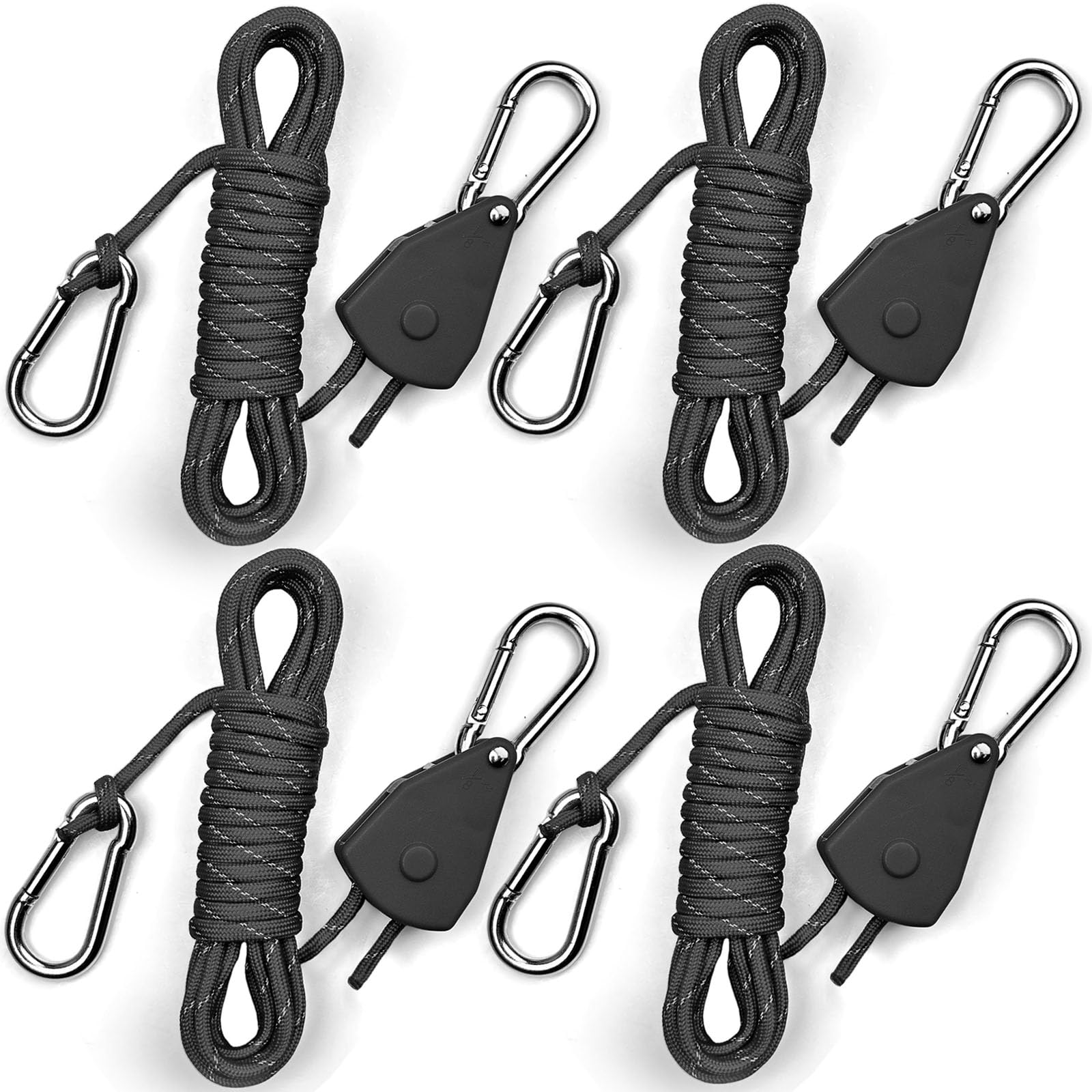 KOKKOYA 15ft Rope Ratchet Tie Downs Paracord Strap Camping Tensioner 1/8 in