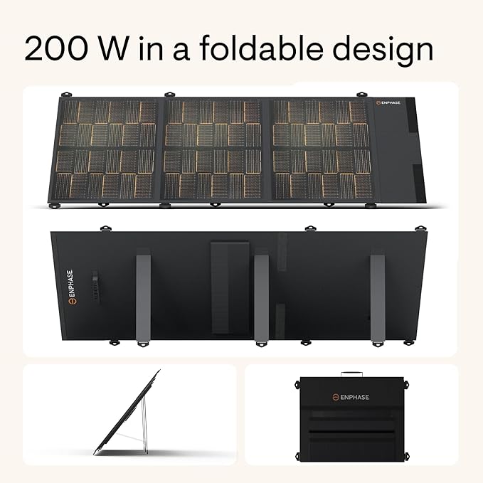 Enphase IQ Portable Panel ??200 W Foldable Solar Panel, Lightweight and Portable for On-The-Go Solar Power, Compatible with IQ PowerPack 1500, 5-Year Limited Warranty