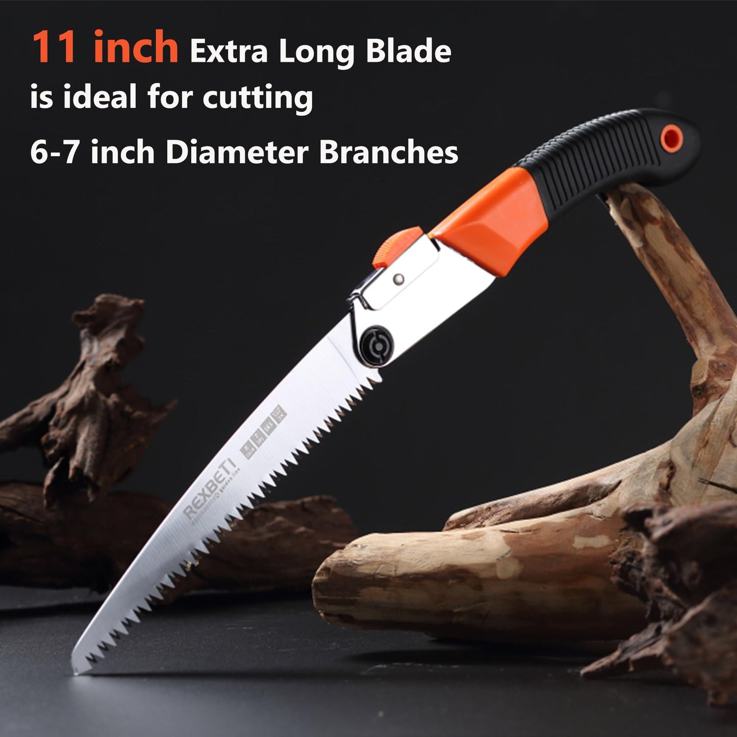REXBETI 11-Inch Folding Saw, Heavy Duty Hand Saw, Wood & Camping, SK5 Steel