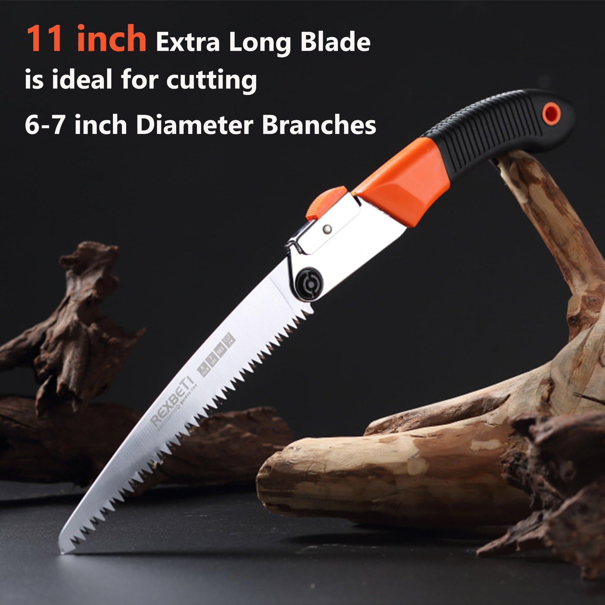 REXBETI 11-Inch Folding Saw, Heavy Duty Hand Saw, Wood & Camping, SK5 Steel