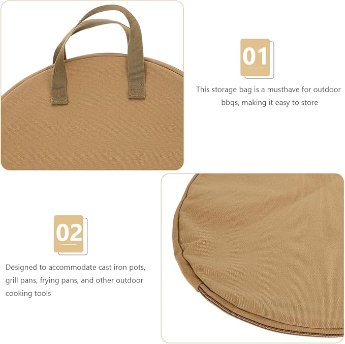 Garneck Outdoor Cast Iron Skillet Storage Bag Portable Frying Pan Pouch for Camp Cooking Convenient Outdoor Cookware Storage and Versatile Carrying Case