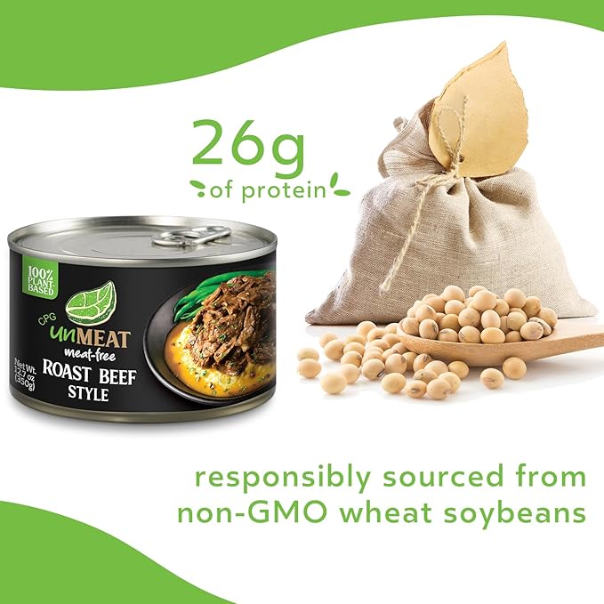 unMEAT Plant Based Meat | Easy to Prepare Plant Based Protein | Vegan Meat with Less Calories, Roast Beef Style, (Pack of 12)