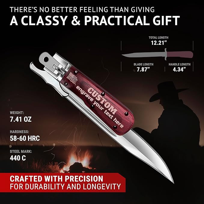 Custom Knife for Men and Women - Personalized Idea Gifts - Engraved Gifts for Dad Husband Boyfriend Wife Girlfriend - Customized Unique Knives for Birthday Anniversary 12 KG PS