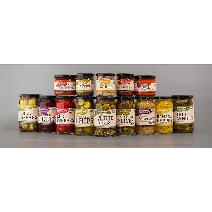 Pickerfresh Pickled Garlic | Gourmet Garlic Cloves | Simple Ingredients | Non-GMO, Gluten Free & No Artificial Color | 7 oz (6 Pack)