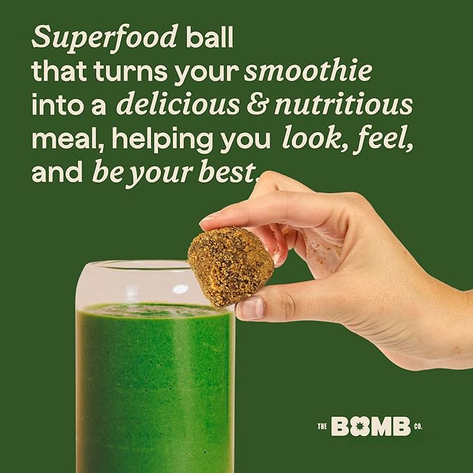 The Bomb Co. Blender Bomb, Glow Getter, Superfood Smoothie Supplement, Smoothie Mix with Flax, Hemp, Irish Sea Moss, & Amino Acids for Hair & Skin Support, Gluten Free, High Fiber, 10 Servings