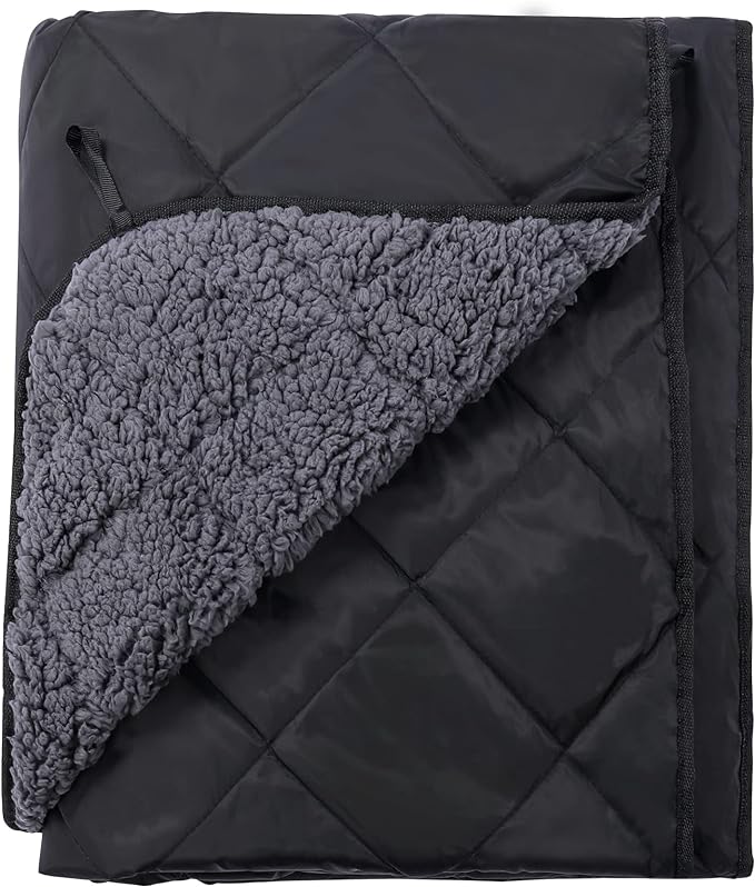 REDCAMP Waterproof Stadium Blanket with Sherpa Lining, Cold Weather Car Blanket Windproof for