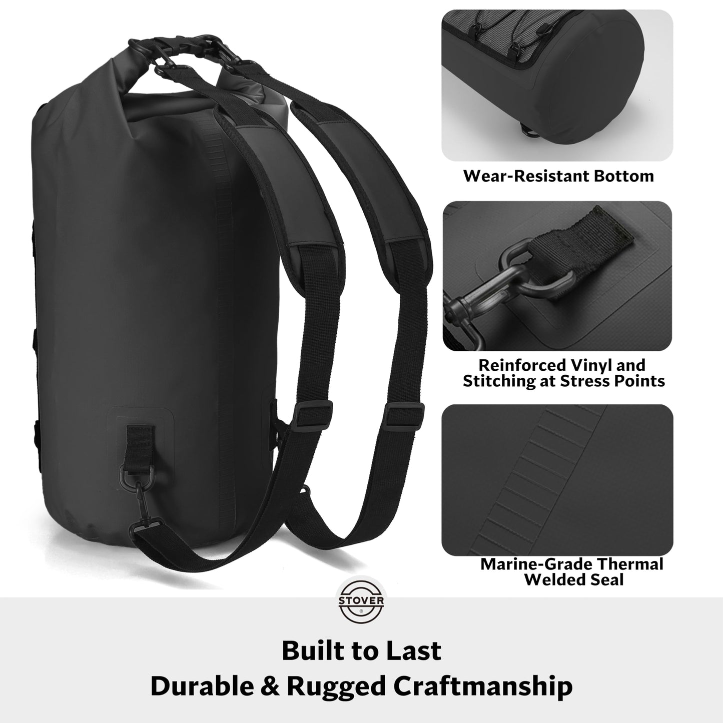 STOVER 5/10/25/30/40L Waterproof Dry Backpack & Phone Case- Large Floating Dry Bag for Kayaking