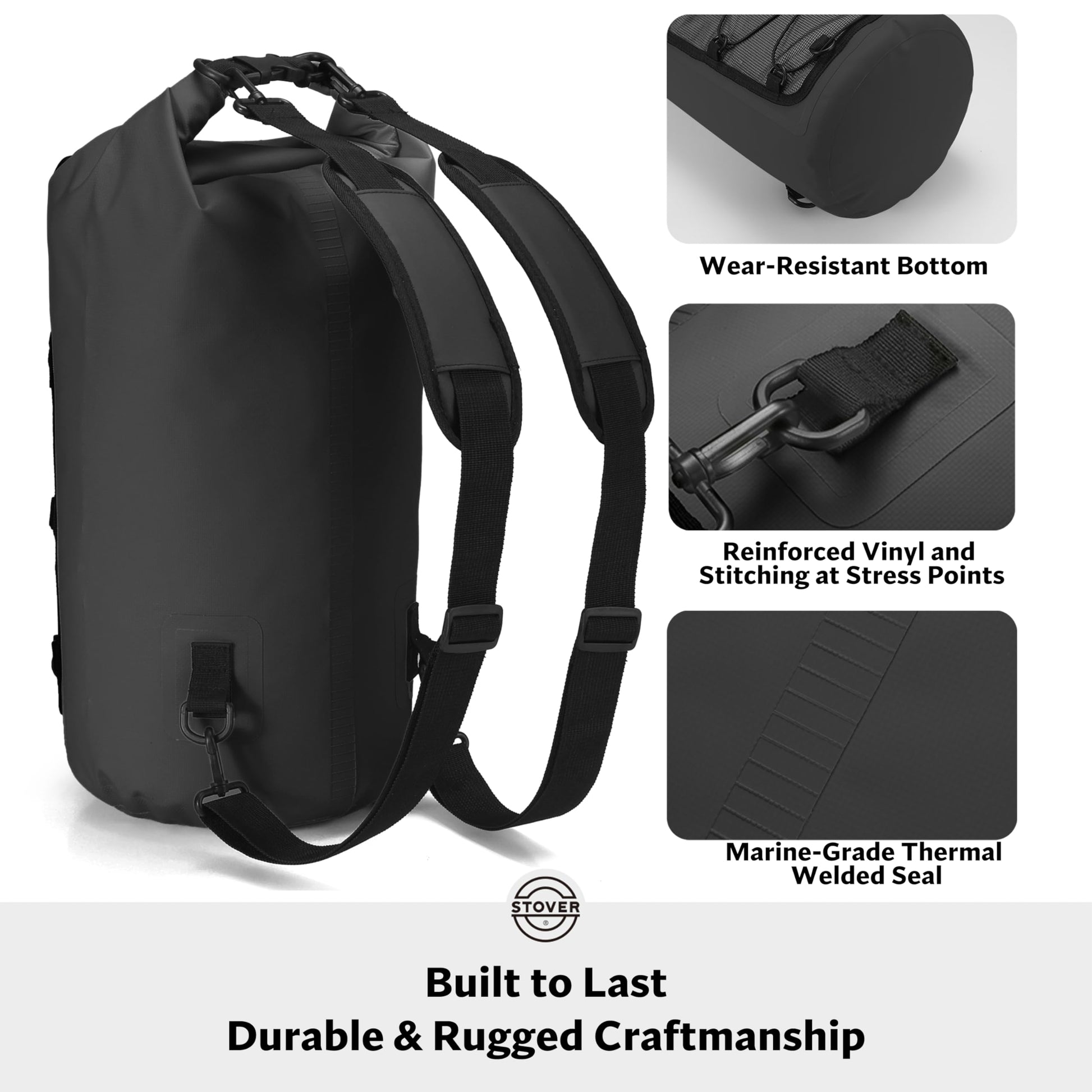 STOVER 5/10/25/30/40L Waterproof Dry Backpack & Phone Case- Large Floating Dry Bag for Kayaking