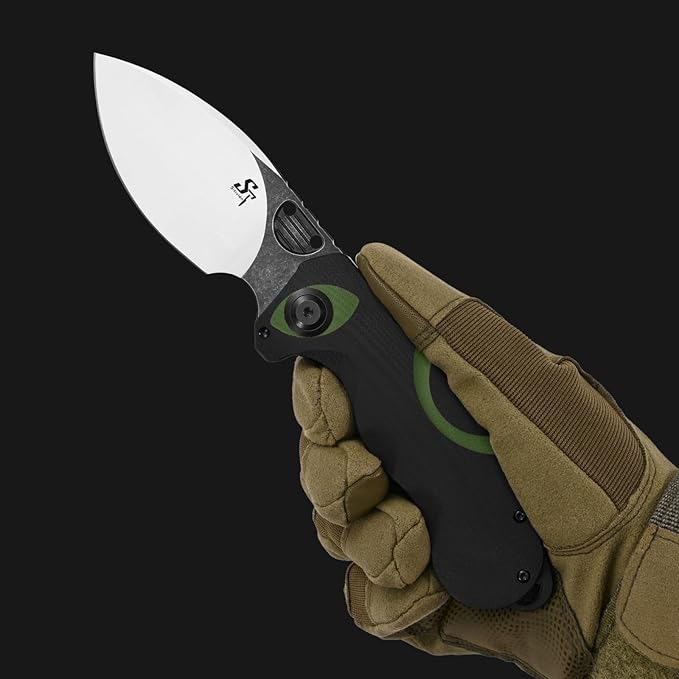 Sitivien ST162 Folding Knife,AUS-10 Steel Blade with G10 Handle Pocket Knife EDC Tool Knife for Outdoor Camping,Hiking,Hunting,Fishing(Green)