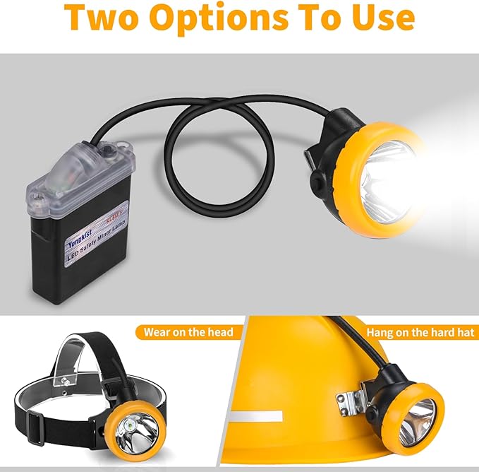Safety Mining Headlamp 1+2 LED Rechargeable Coal Mining Light with Battery Pack, Waterproof Explosion Proof Hard Hat Cap Lamp, Durable LED Torch Headlight for Mining, Tunneling, Outdoor Work