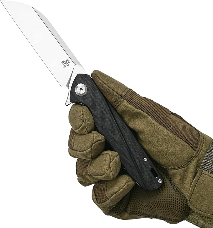Sitivien ST103 Folding Knife, D2 Steel Blade+G10 Handle Pocket Knife, EDC Tool Knife for Outdoor, Camping, Hunting, Survival (Black)