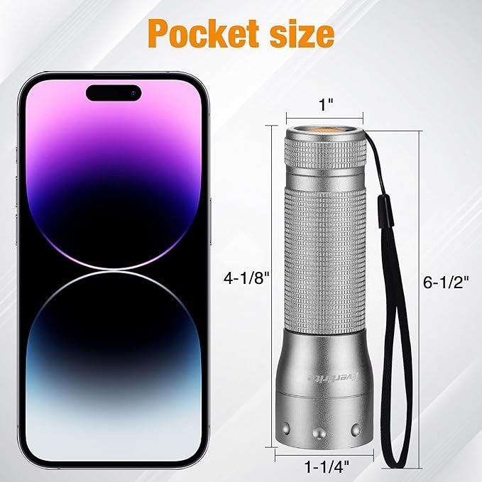 EverBrite Mini LED Flashlight, Zoomable High Lumens 350LM, 3 Modes, 3AAA Batteries Included, Compact Handheld Flash Light for Camping, Emergency, Home ??Grey