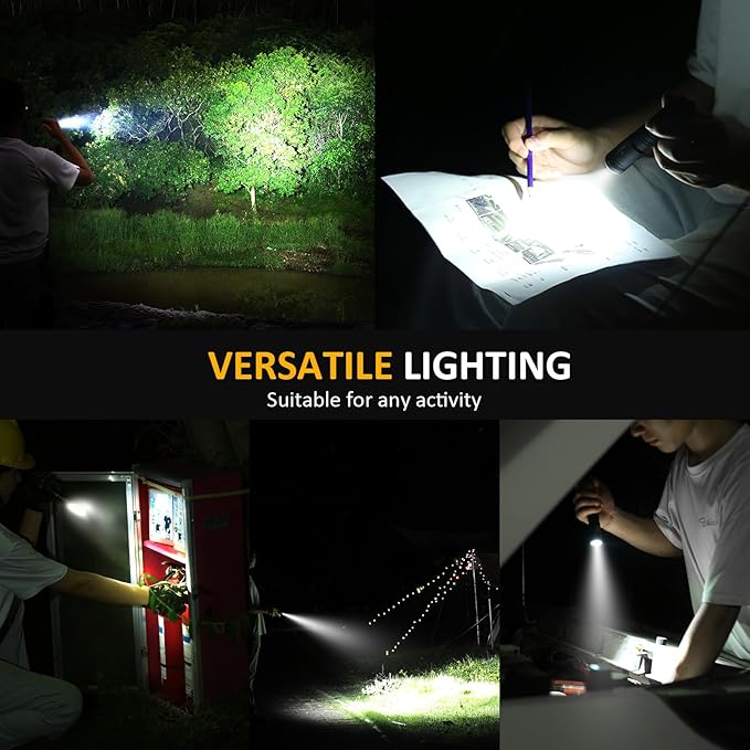 V6 1300 Lumens Rechargeable Flashlight, Compact & Powerful LED Flashlights with Type-C Fast Charging, Smart Battery Indicator, 6 Light Modes, IP68 Waterproof for Outdoor, Camping, Emergency