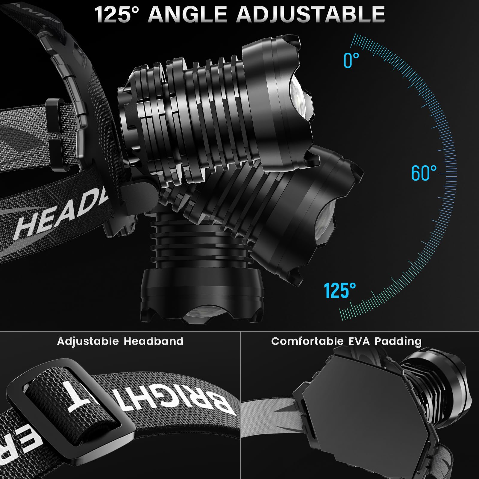 AKNEAR Rechargeable LED Headlamp 99000 High lumens Super Bright, Powerful