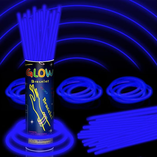 150 Pack 8” Blue Glow Sticks Bulk with 150 Connectors Neon Glow In The Dark Party favors Supplies for Holiday Birthday Party Decoration (Blue)