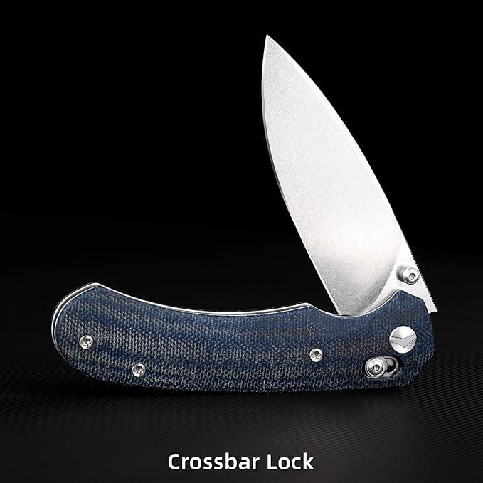 Folding Knife,Pocket Knife,3.31??154CM Blade,Erogonomic Canvas Micarta Handle,Survival Camping Knife with Pocket Clip,EDC Knife for Camping, Hunting, Hiking, Survival,Blue