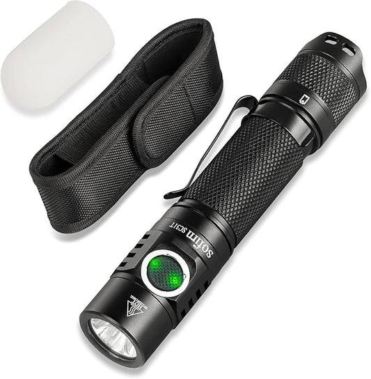 Tactical Flashlight Sofirn SC31T with Holster and Diffuser, Rechargeable Powerful Flashlights for Emergencies, Pocket EDC Flashlights, 2000 HIgh Lumens, LED Bright Flashlight for Home, Battery Powered