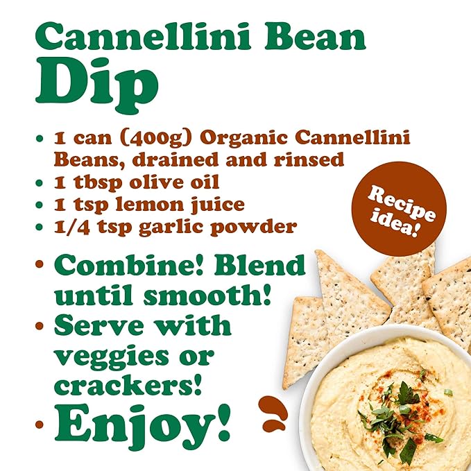 Food to Live Organic Italian Canned Cannellini Beans, 14 oz (Pack of 1) - Unsalted Non-GMO White Kidney Beans. Good Source of Fiber and Protein