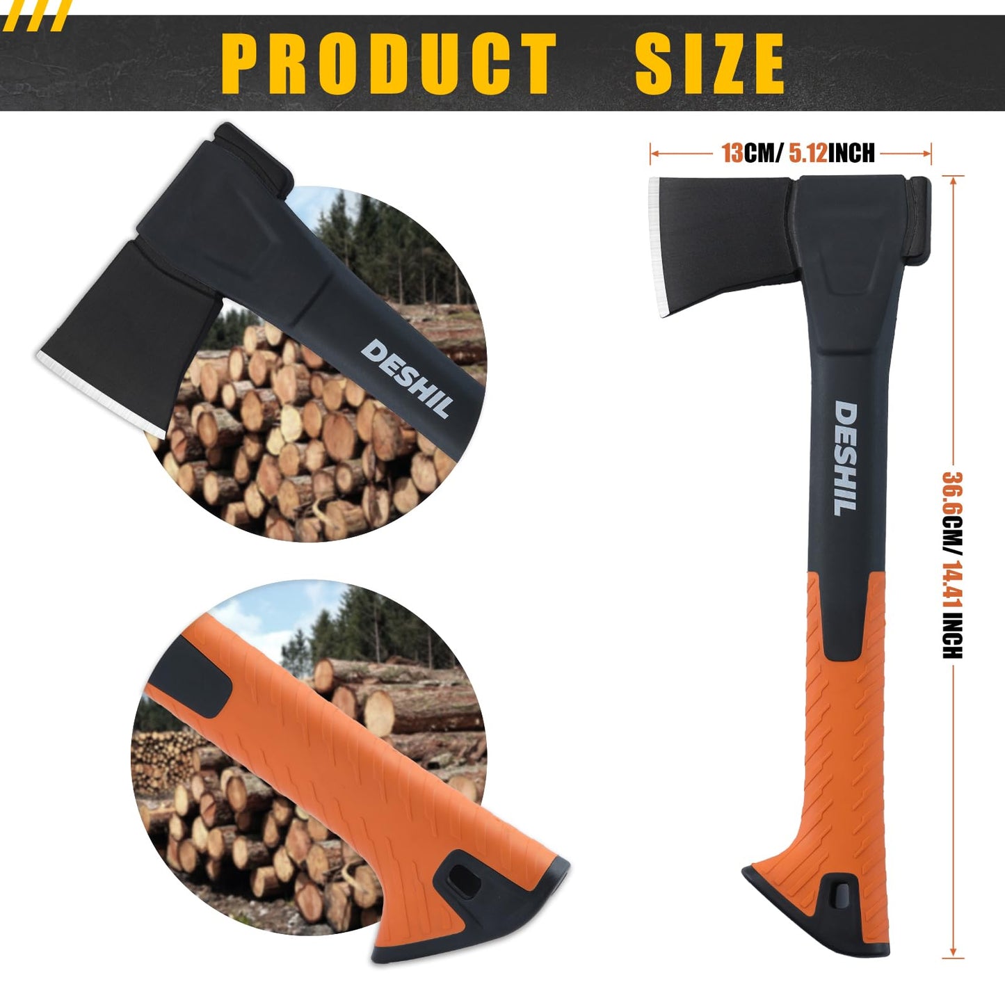 DESHIL 14-Inch Chopping Hatchet Axe for Outdoor Camping & Kindling