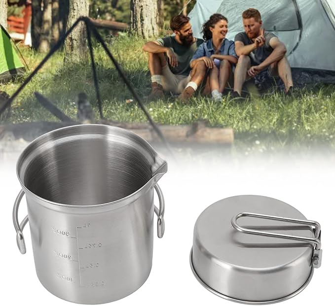Camping Cookware Set, Stainless Steel Outdoor Wood Stove Cooking Pot Set for Outdoor Backpacking Camping Hiking Picnic