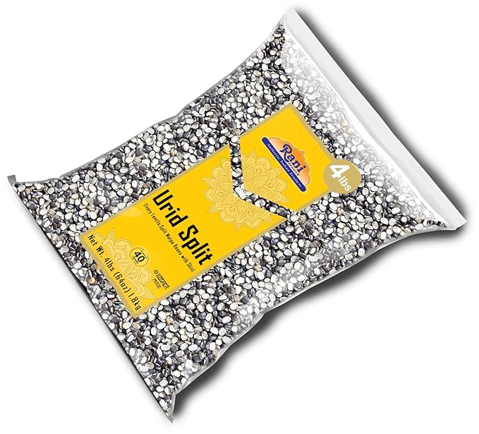 Rani Urid/Urad Split Chilka (Split Matpe Beans with Skin) Indian Lentils 64oz (4lbs) 1.81kg Bulk ~ All Natural | Gluten Friendly | Non-GMO | Kosher | Vegan | Indian Origin