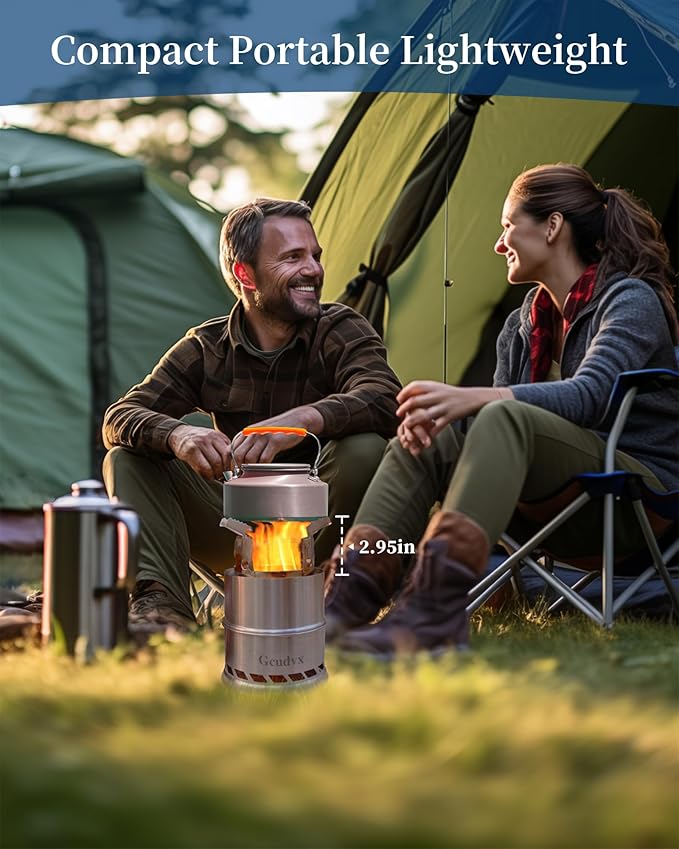 Mini Wood Burning Camping Stove Windproof Anti-Slip Portable Stainless Steel Wood Burning Compact for Outdoor Cooking Backpacking Survival