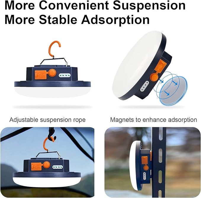 7800mAh 3000LM Flashlight Portable LED Camping Lantern Rechargeable Light 30W with Magnet , IPX5 Waterproof Tent Lights Power Failure Emergency