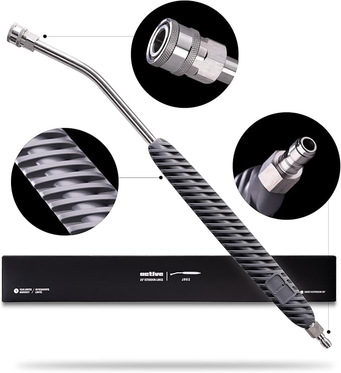 ACTIVE Pressure Washer Lance with 20°, 304 Stainless Power Washer Extension Wand for Car Wash - Electric & Gas Pressure Washer Short Gun Wand Replacement - Pressure Washer Accessories & Attachments
