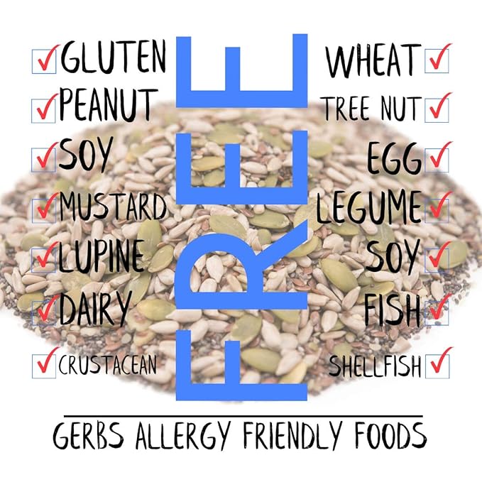 GERBS Super 5 Seed Snack Mix 2 LBS. Premium Grade | Top 14 Food Allergy Free | Resealable Bulk Bag | Made in USA | Raw Pumpkin Sunflower Chia Hemp Flax Seed Trail Mix | Gluten Peanut Tree Nut Free