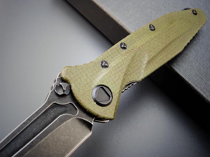 Eafengrow EF55 Pocket Knife Folding Knife G10 Handle D2 Steel Blade Folder EDC Tool Knifes for Working Camping with Clip(Green)