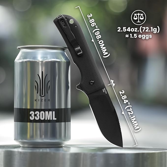 Kizer Nice Guy Pocket Folding Knife, 2.84??D2 Steel Blade knives, G10 Handle Small EDC Knife, Liner Lock Flipper Knives for Men Women, Sharp Camping Hiking Hunting Survival Knives V3011M1