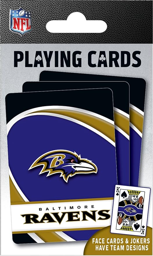 MasterPieces - NFL Playing Cards, Officially Licensed Baltimore Ravens Football Deck, Family Games for Adults and Kids, Standard Size
