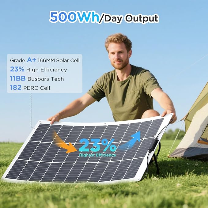 400W Flexible Solar Panel, 4PCS 100 Watt 12/24V/36V/48V Portable Solar Panel Kit, Callsun 23% High Efficiency 182 PERC IP68 Waterproof ETFE RV Solar Panels for RV Van Offgrid Living Boat (White)