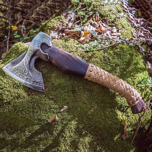 QEPAA CRAFTS® The Frostbreaker Handmade Viking Forged Steel Camping Survival Axe for Wood Splitting and Chopping-Bushcraft Hatchet- Norse Viking Gift for Adventurers