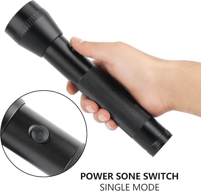 Heavy Duty 2-Cell D Battery LED Big Flashlights, High Lumens, Single Mode, Aluminum, Rugged Metal Flashlight for Outdoors and Emergency Power Outages (1 Pack)