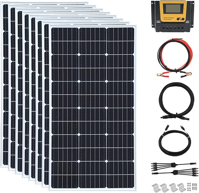 800 Watt 24Volt Solar Panel Kit 8X100W Monocrystalline Module 50A Charge Controller for RV, Boats, Trailer, Camper,Off-Grid System (800W Solar Kit)