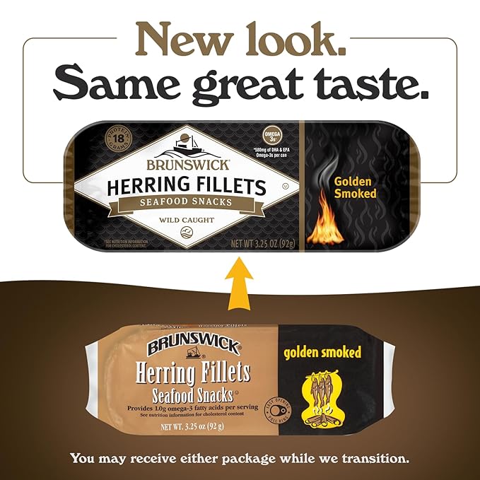 Brunswick Golden Smoked Herring Fillets, 3.25 oz Can - 18g Protein per Serving - Gluten Free, Keto Friendly - Great for Pasta & Seafood Recipes