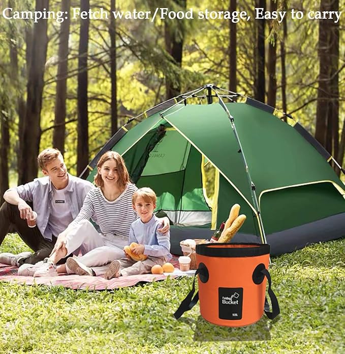 Sunglow Collapsible 5 Gallon Multifunctional Portable Fishing Bucket - Wash Basin Folding Bucket - Water Container for Fishing, Camping, Gardening (20L/5 Gallon (Orange))