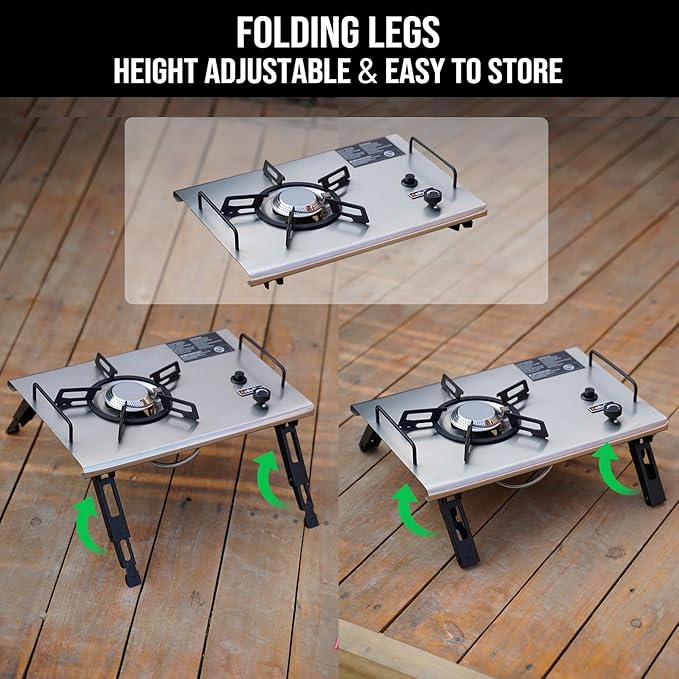 Onlyfire IGT Foldable Camping Stove, Portable Propane Gas Camp Stove for Outdoor Cooking, Tailgating, RV, Picnicking, GS335