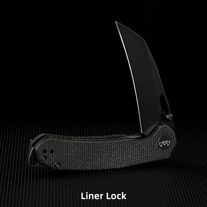Folding Pocket Knife, 3.1" Stonewash Blade EDC Knife with Safety Liner Lock, Small Pocket Knife with Clip for Men, Sharp Camping Hiking Hunting Survival Knives