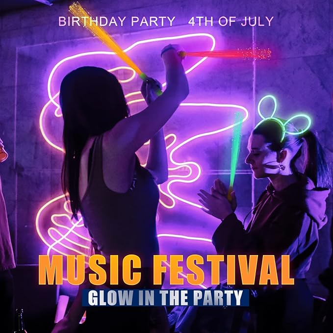 12 Pack Pink Glow Sticks Light Up Fiber Optic Stick Glow Wands Bulk with 3 Flashing Models for Valentine's Day July 4th Halloween Christmas Party Favors