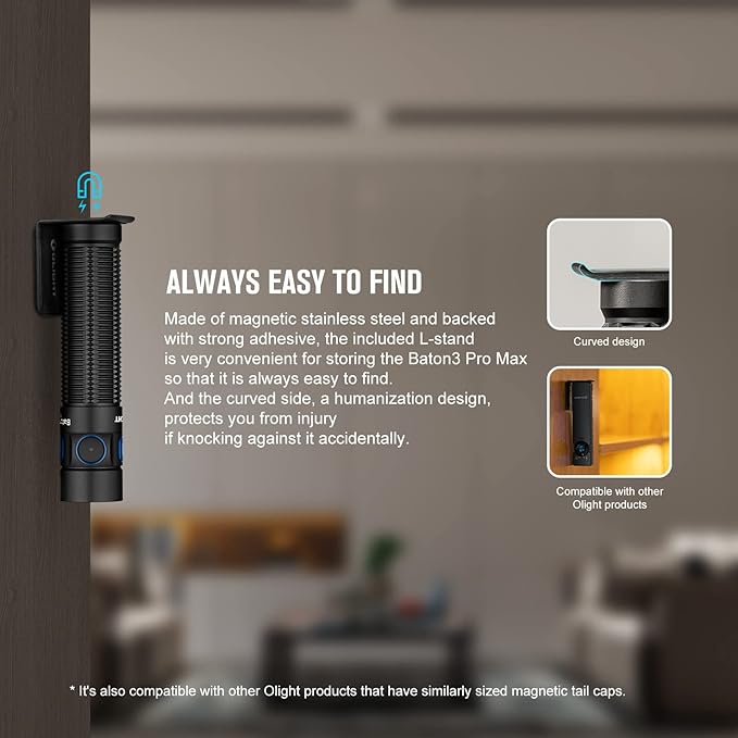 OLIGHT Baton3 Pro Max 2500 Lumens Rechargeable Compact EDC Pocket Flashlights with Safety Proximity Sensor, for Camping, Hiking, and Emergency (Cool White Light: 5700~6700K)