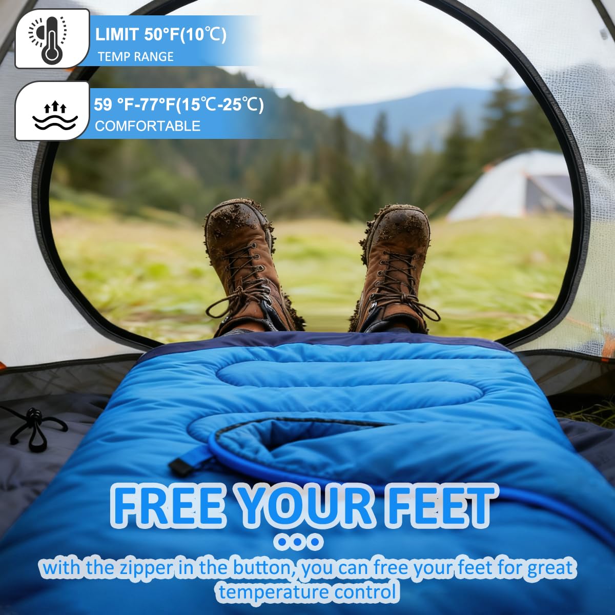 oaskys Camping Sleeping Bag - 3 Season Warm & Cool Weather - Summer Spring Fall Lightweight