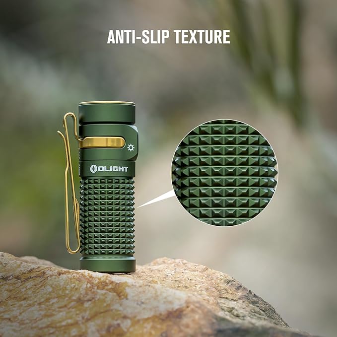 OLIGHT Baton4 Rechargeable EDC Flashlight, LED Pocket Light 1300 Lumens with Magnetic Charging Cable, 6 Modes, IPX8 Waterproof Powerful Bright Flashlight for Home, Camping and Emergencies (OD Green)