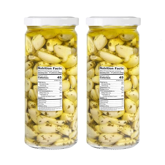 Sanniti Spanish Pickled Garlic in Oil with Herbs, 15.7 Ounces (Pack of 2)