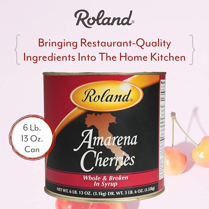 Roland Foods Whole Pitted Amarena Cherries in Syrup, Specialty Imported Food, 6.83 Pound Can, Pack of 1
