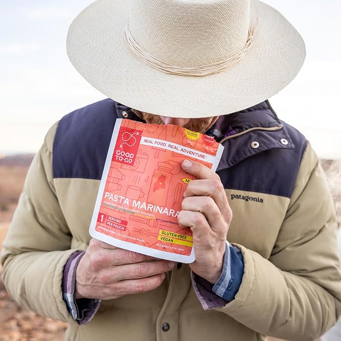GOOD TO-GO Pasta Marinara (Single Serving) |Camping & Backpacking Food | Just Add Water Backpacking Meals | Good To-Go Dehydrated Meals Taste Better Than Freeze Dried Food